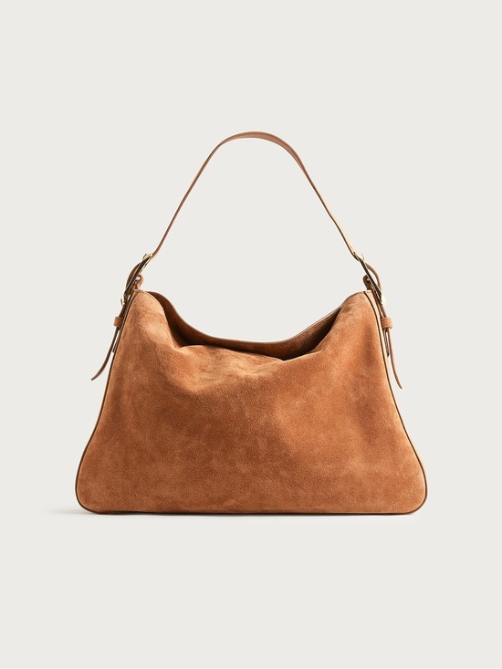 J. Crew Handbags - NWT J.Crew Berkeley Suede Shoulder Bag Blonde Espresso Brown Monogram MVP
